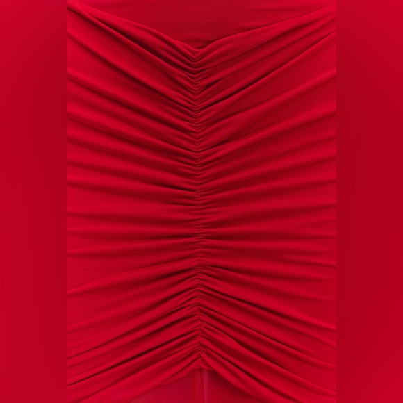 Meshki Caspian Slinky And Mesh Off Shoulder Maxi Dress - Ruby Size M - Picture 6 of 8